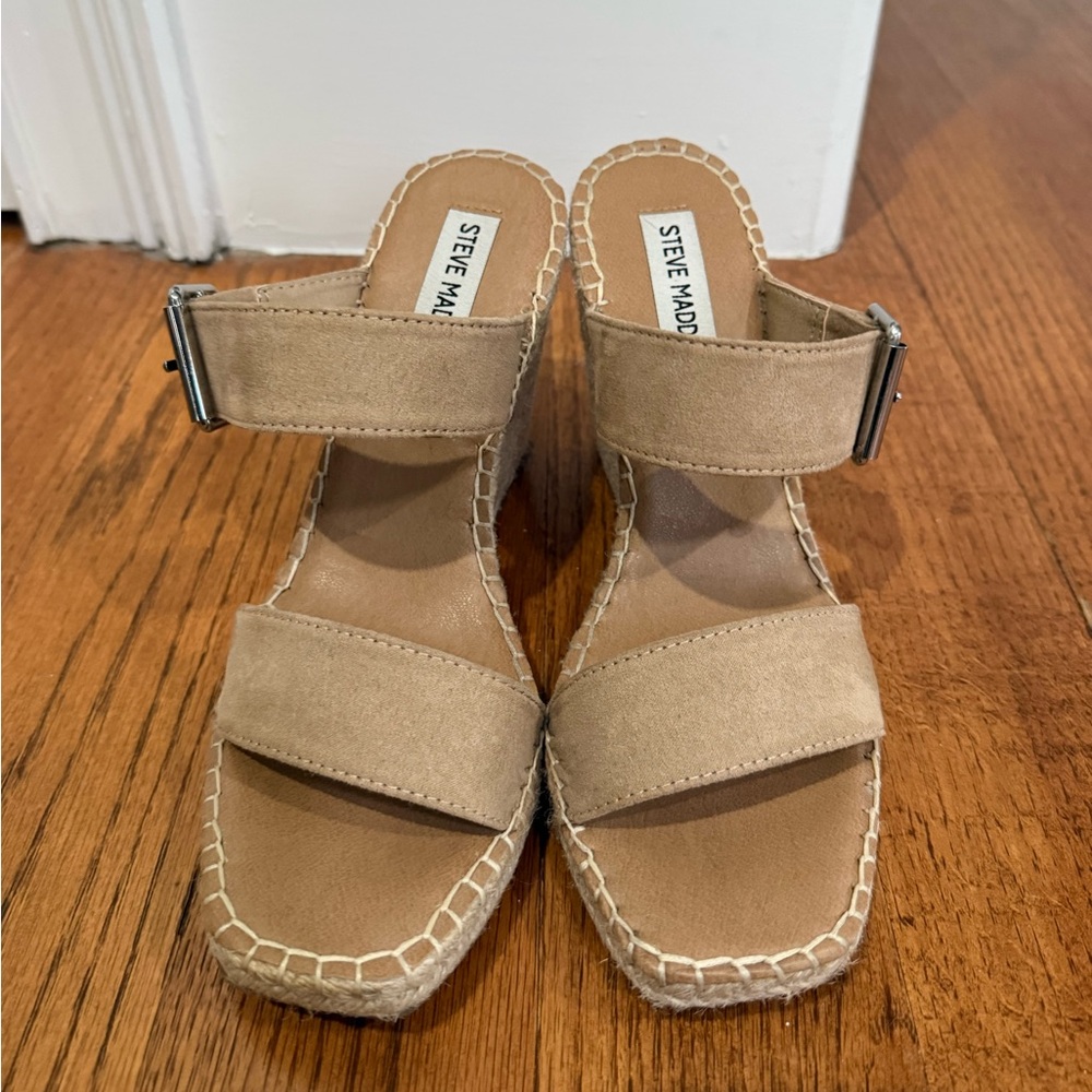 Steve Madden Rattan Wedge Sandals - Picture 2 of 6